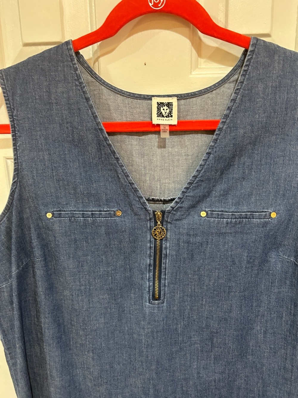 Anne Klein Lightweight Denim Shift Dress - Picture 2 of 10